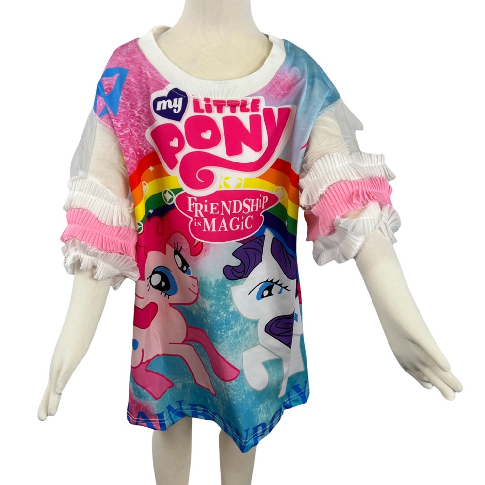 My Little Pony Friends Forever Chiffon Ruffle sleeve dress Shirt Rainbow Unicorn